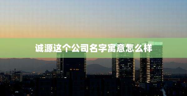 诚源这个公司名字寓意怎么样