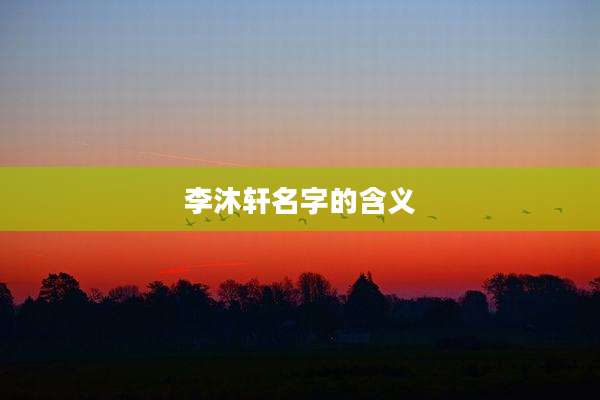 李沐轩名字的含义