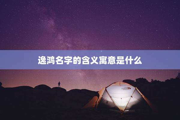 逸鸿名字的含义寓意是什么