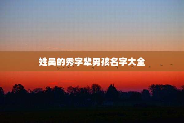 姓吴的秀字辈男孩名字大全