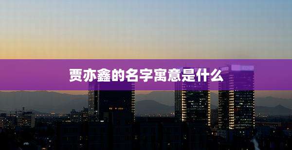 贾亦鑫的名字寓意是什么