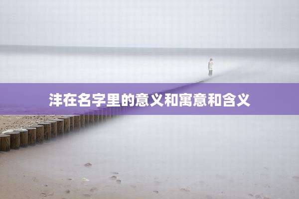 沣在名字里的意义和寓意和含义