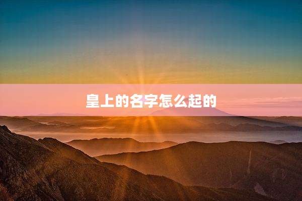 皇上的名字怎么起的