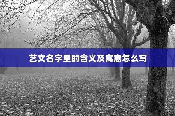 艺文名字里的含义及寓意怎么写