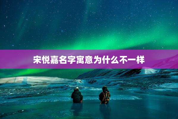 宋悦嘉名字寓意为什么不一样