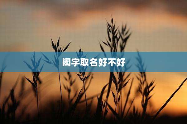 闳字取名好不好