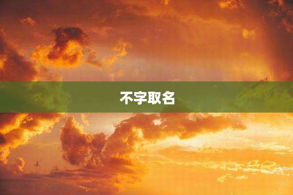 不字取名