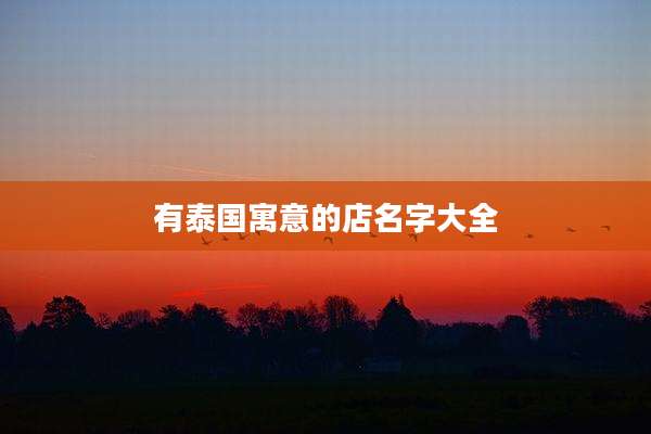 有泰国寓意的店名字大全