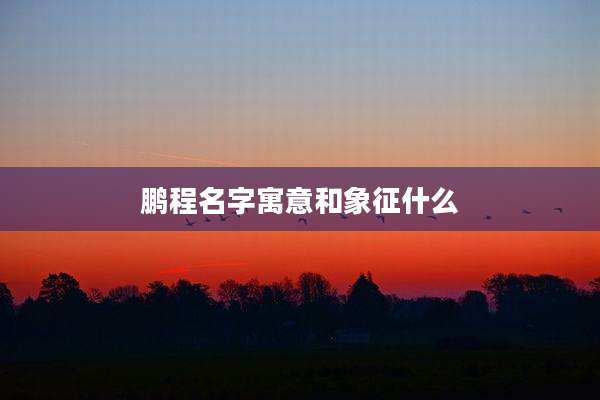 鹏程名字寓意和象征什么