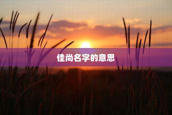 佳尚名字的意思