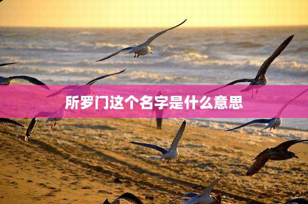 所罗门这个名字是什么意思