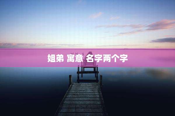 姐弟 寓意 名字两个字