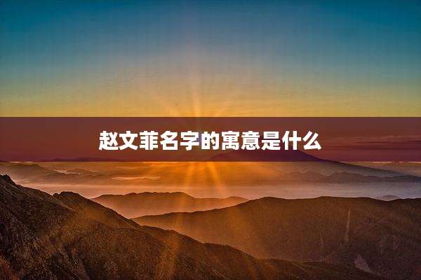 赵文菲名字的寓意是什么