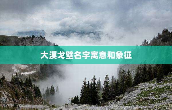 大漠戈壁名字寓意和象征