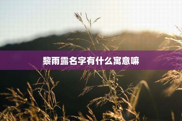 黎雨露名字有什么寓意嘛