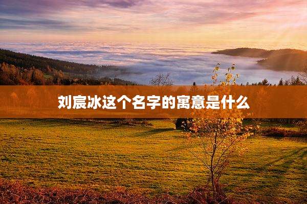 刘宸冰这个名字的寓意是什么