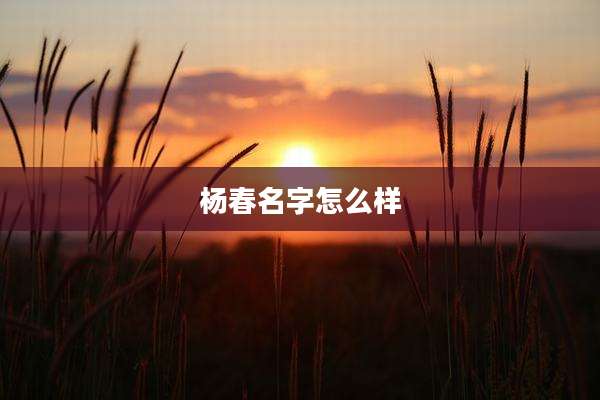 杨春名字怎么样