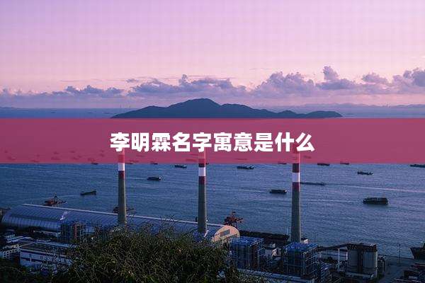 李明霖名字寓意是什么