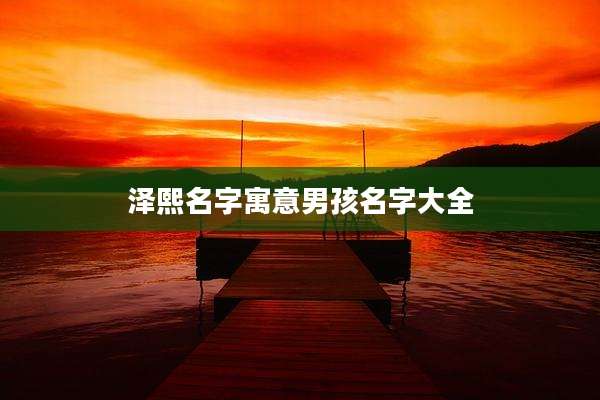 泽熙名字寓意男孩名字大全