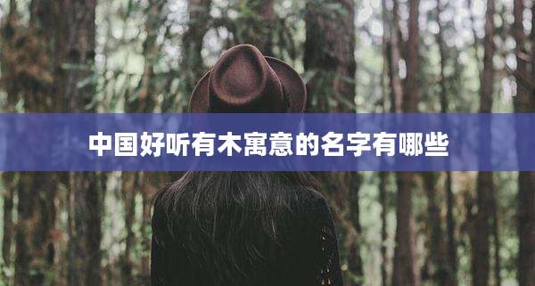 中国好听有木寓意的名字有哪些