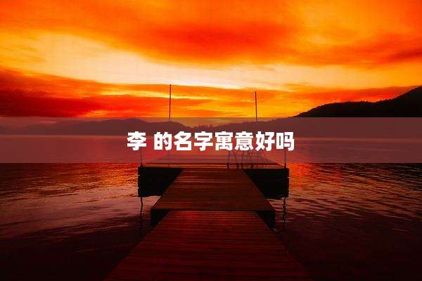李 的名字寓意好吗