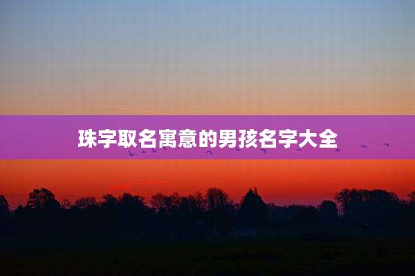 珠字取名寓意的男孩名字大全