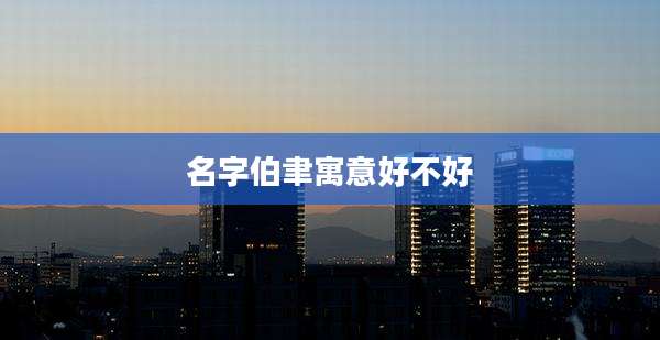 名字伯聿寓意好不好