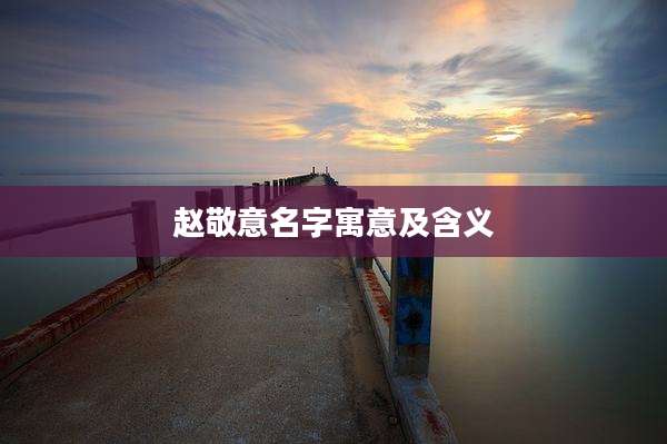 赵敬意名字寓意及含义