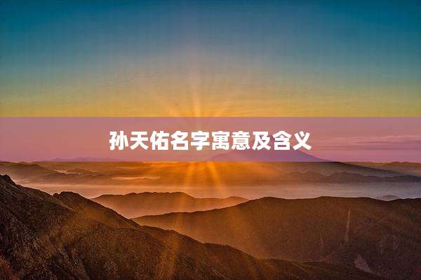 孙天佑名字寓意及含义