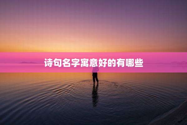 诗句名字寓意好的有哪些