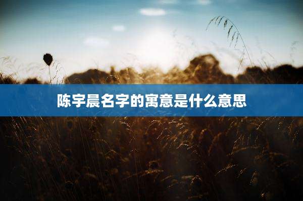 陈宇晨名字的寓意是什么意思