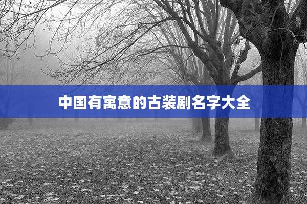 中国有寓意的古装剧名字大全