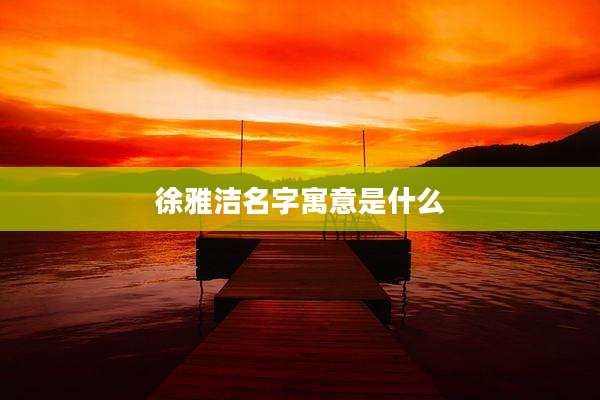 徐雅洁名字寓意是什么