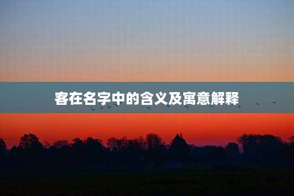 客在名字中的含义及寓意解释