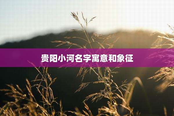 贵阳小河名字寓意和象征