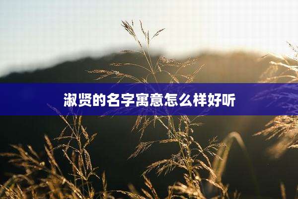 淑贤的名字寓意怎么样好听