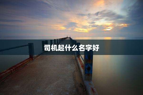 司机起什么名字好