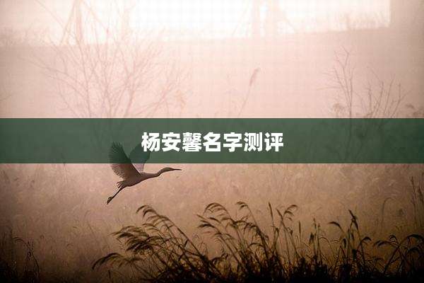 杨安馨名字测评
