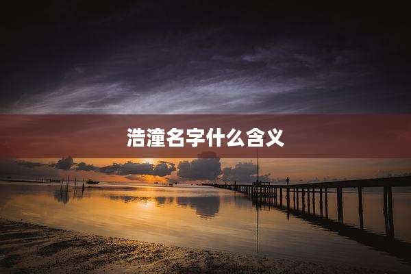 浩潼名字什么含义