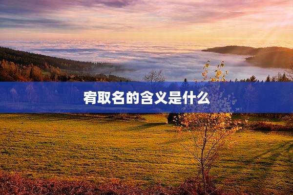 宥取名的含义是什么