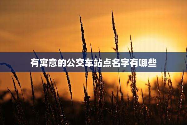 有寓意的公交车站点名字有哪些