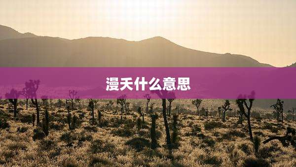 漫夭什么意思