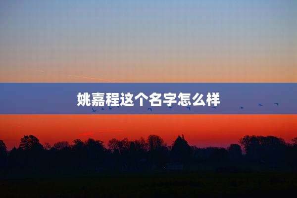 姚嘉程这个名字怎么样