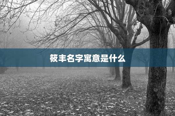 筱丰名字寓意是什么