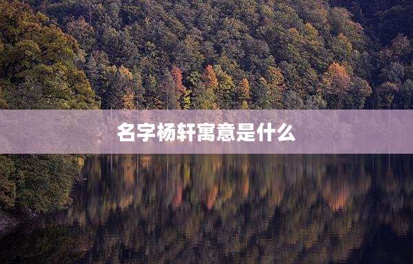 名字杨轩寓意是什么