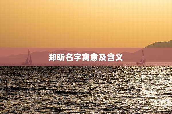 郑昕名字寓意及含义