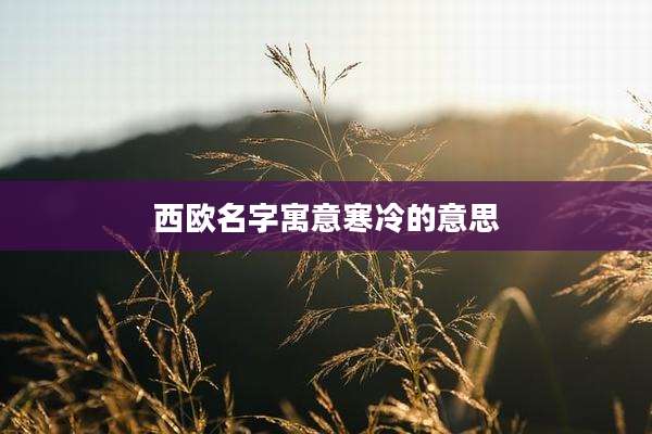 西欧名字寓意寒冷的意思