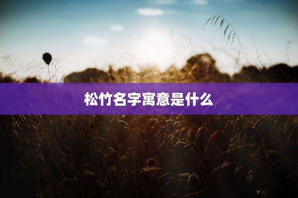 松竹名字寓意是什么