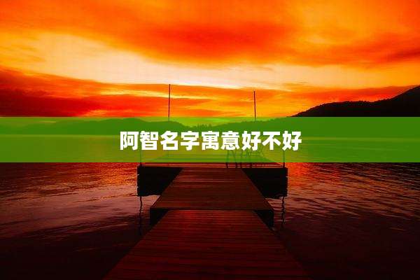 阿智名字寓意好不好