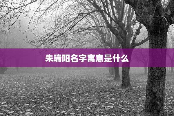 朱瑞阳名字寓意是什么
